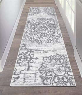 HEBE Hallway Runner Rug 2'x6' Washable Vintage Distressed Area Rugs Non Slip Laundry Rug Runner Boho Floor Carpet Runners for Hallways Entryway Laundry Room Kitchen Bathroom