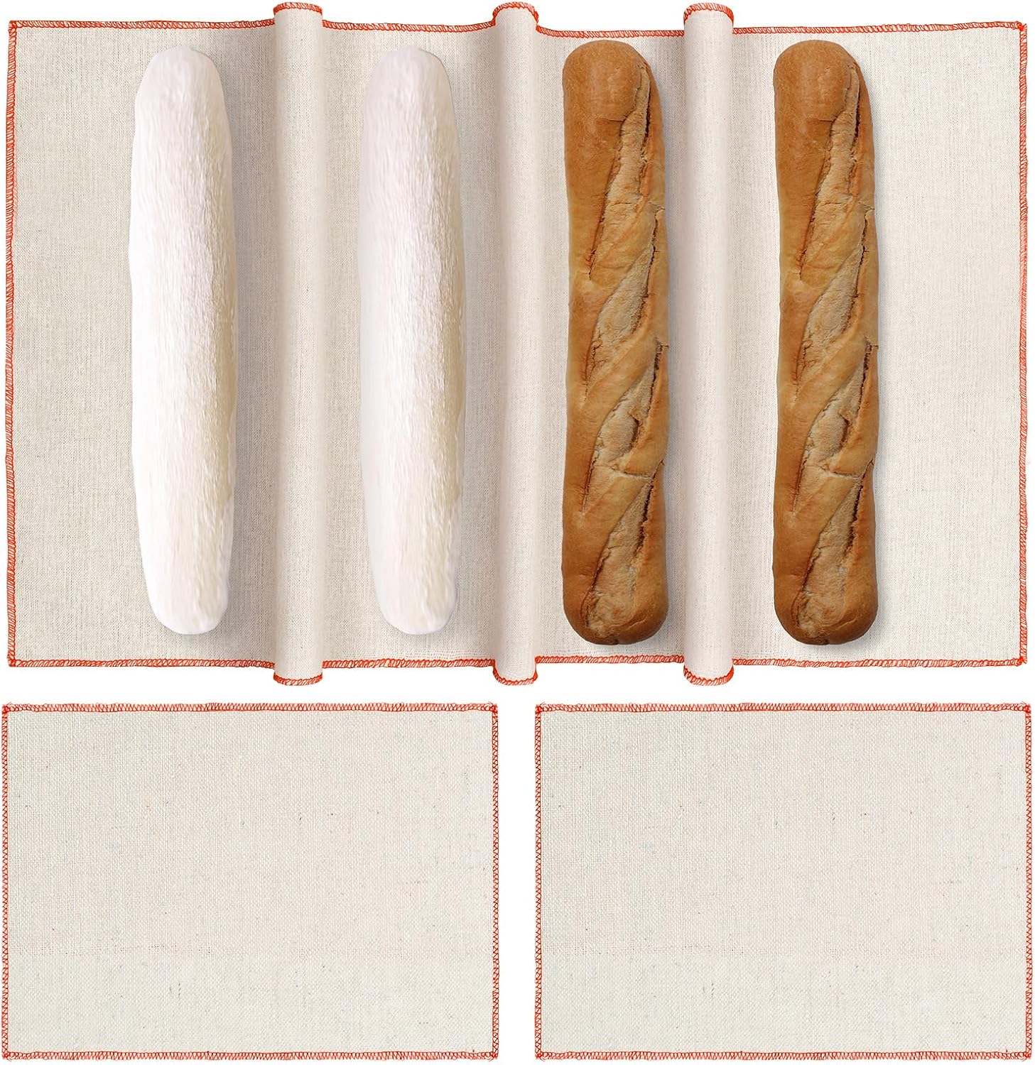 Mellbree Bakers Couche for Bread Dough, 100% Natural Flax Linen 35.5''x25.5''Heavy Duty Proofing Cloth for Bread Baking Extra Large Couche for Rolling Dough, 2Pack