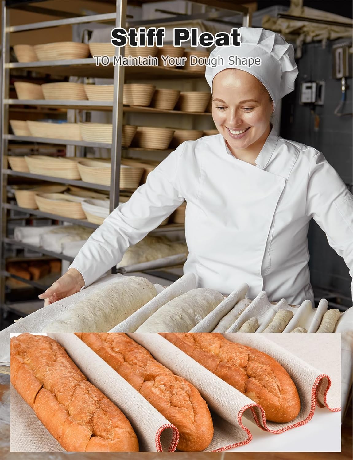 Mellbree Bakers Couche for Bread Dough, 100% Natural Flax Linen 35.5''x25.5''Heavy Duty Proofing Cloth for Bread Baking Extra Large Couche for Rolling Dough, 2Pack - Image 7
